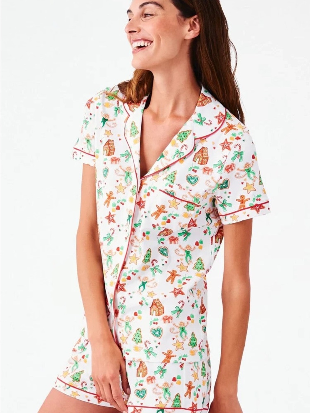 Roller Rabbit gingerbread party pajama TOP